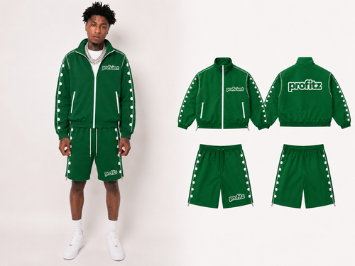 Green Profitz Windbreaker Short Set