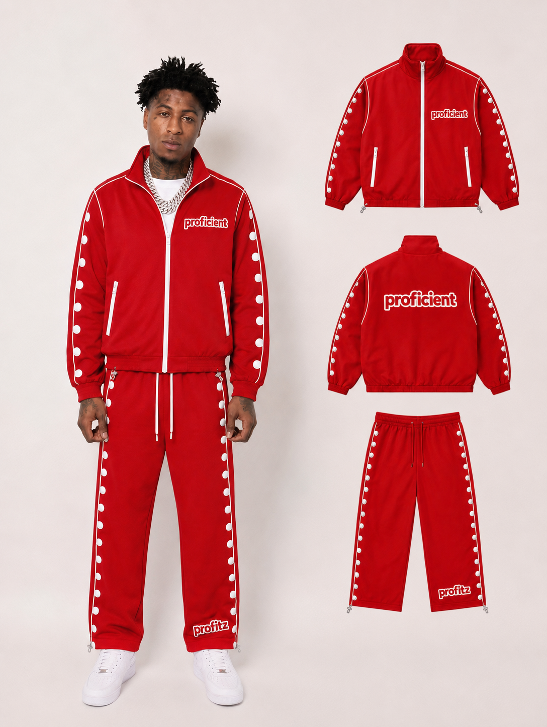 Red Profitz Windbreaker Track Set